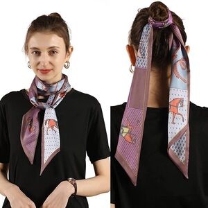La Ceida Skinny Multicolor Multi purpose silk Scarf
